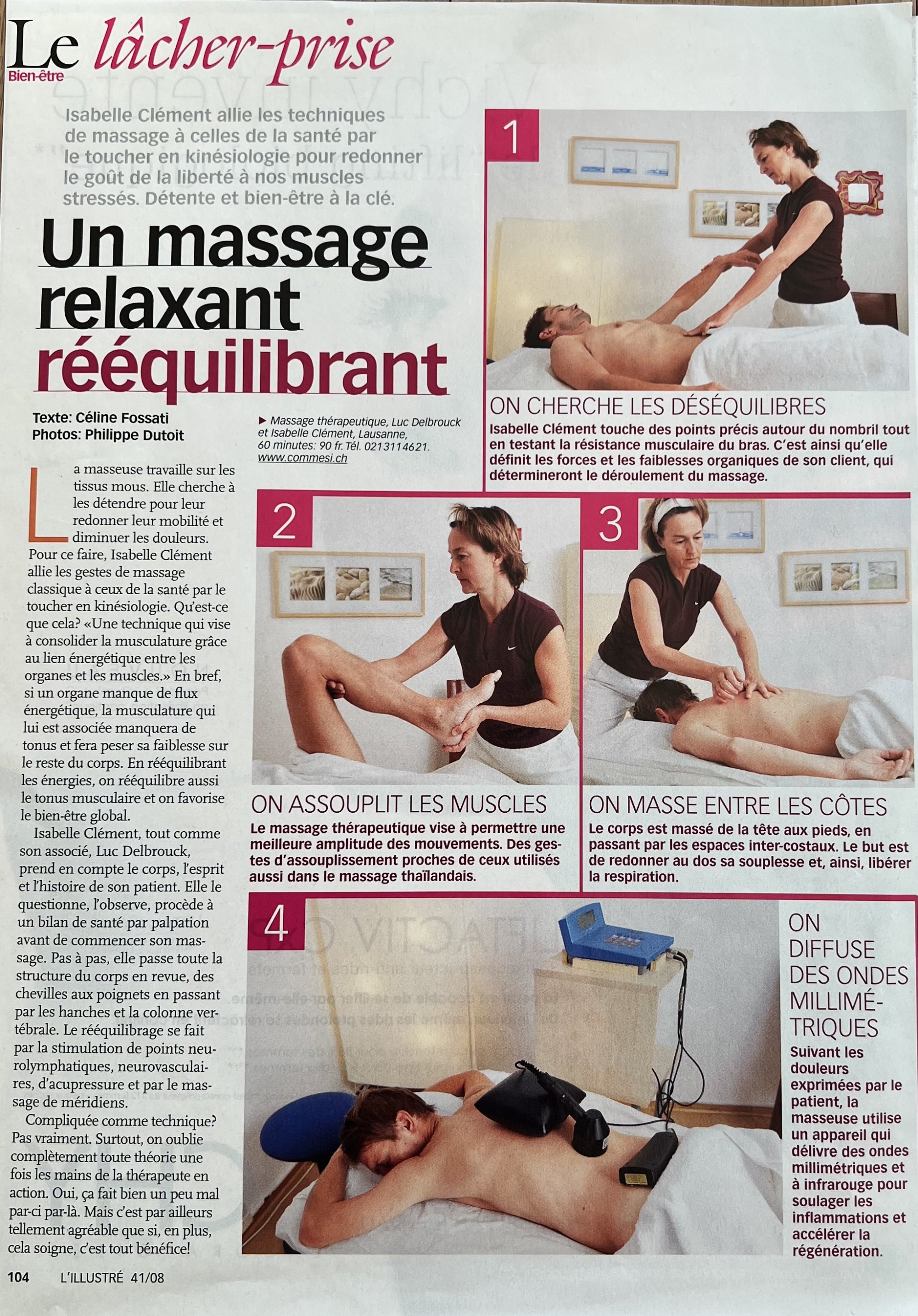 2008 Article de l’Illustré sur le lâcher prise avec le massage
