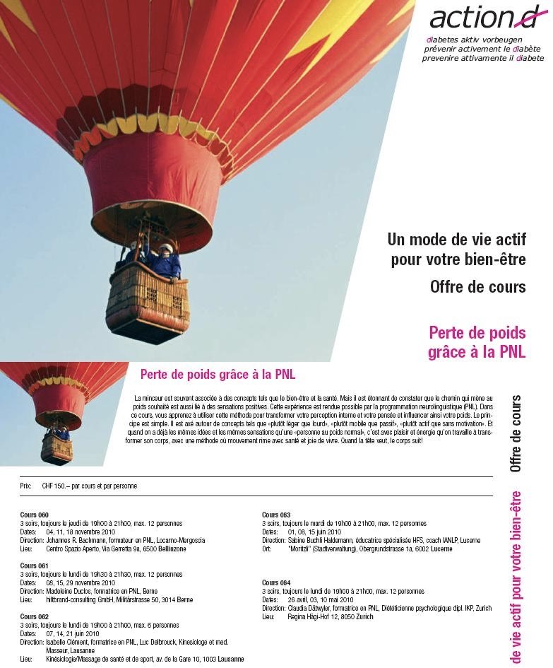 2011 Cours sponsorisé par Action D - prévenir le diabète à l’aide de la PNL